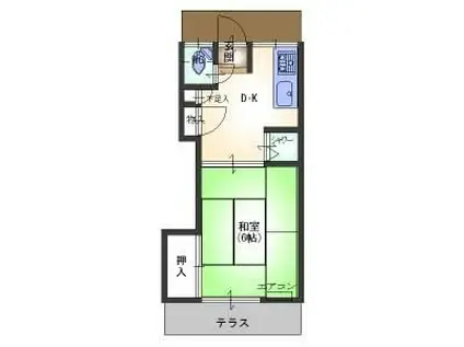 山口荘(1K/1階)の間取り写真