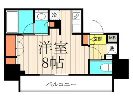 ブラウ門前仲町(1K/13階)の間取り写真