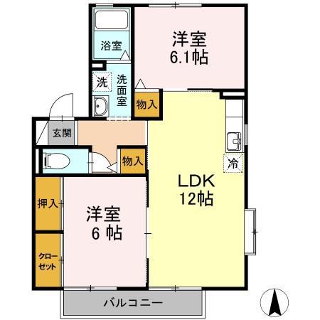 MSハウス(2LDK/1階)の間取り写真