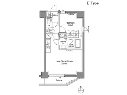 ザ・パークハビオ上野御徒町(1LDK/5階)の間取り写真