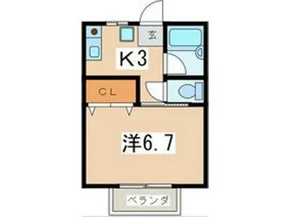 フローラ(1K/1階)の間取り写真