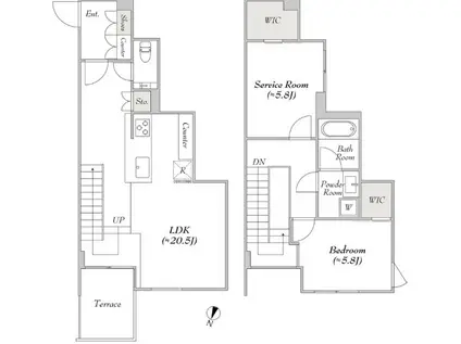 LUMIEC UN MEGURO ルミークアン目黒(1SLDK/B2階)の間取り写真