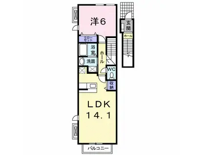 ツイン・フォレスト(1LDK/2階)の間取り写真