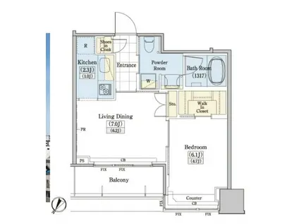 レジディアタワー上池袋タワー棟(1LDK/15階)の間取り写真