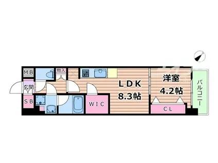 アーバネックス梅田中崎町II(1LDK/2階)の間取り写真