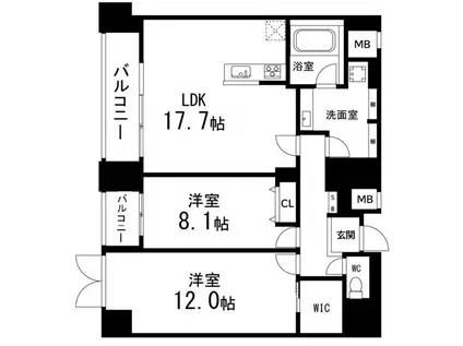 ルアーナ・エール・レジデンス仙台(2LDK/6階)の間取り写真