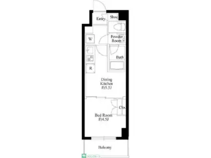 ハーモニーレジデンス高田馬場(1DK/1階)の間取り写真