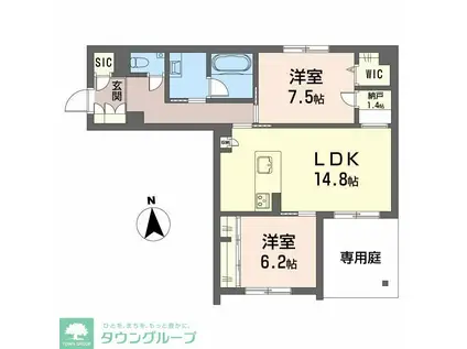 NC STYLE 本山(2LDK/1階)の間取り写真