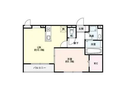 CANALARK キャナルアーク(1LDK/2階)の間取り写真