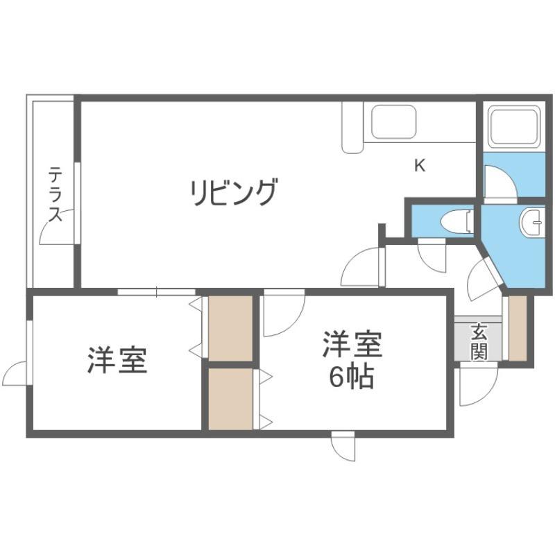 サウスヴィラB(2LDK/1階)の間取り写真