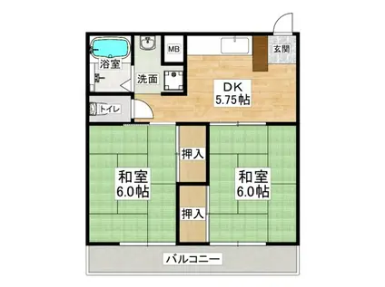 グッドライフ西神戸(2DK/1階)の間取り写真