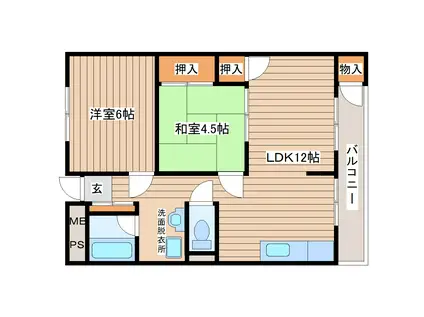 シャトウ福沢2号館(2LDK/3階)の間取り写真