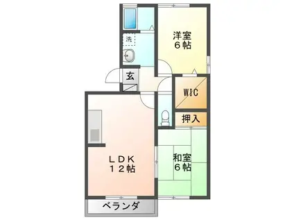 ウエストアベニューB(2LDK/3階)の間取り写真