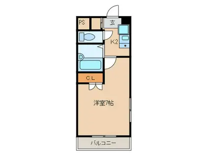 グランド月見(1K/1階)の間取り写真