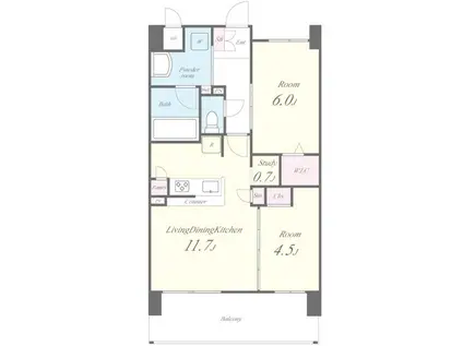 FUJIMAN南森町(2LDK/7階)の間取り写真