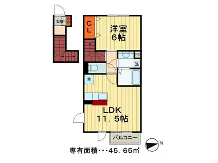 さくら館V(1LDK/2階)の間取り写真