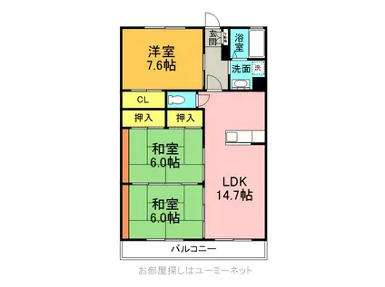 レジデンス末廣(3LDK/4階)の間取り写真
