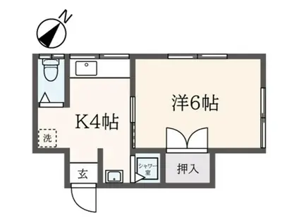 フラッツ関森(1K/2階)の間取り写真