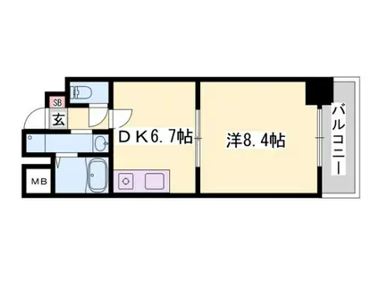 ウイングス神姫(1DK/2階)の間取り写真