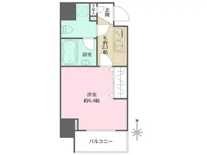 プリモ・レガーロ北品川(1K/6階)の間取り写真