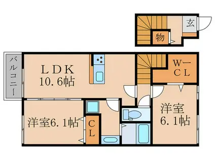 カーサ フェリーチェ(2LDK/2階)の間取り写真