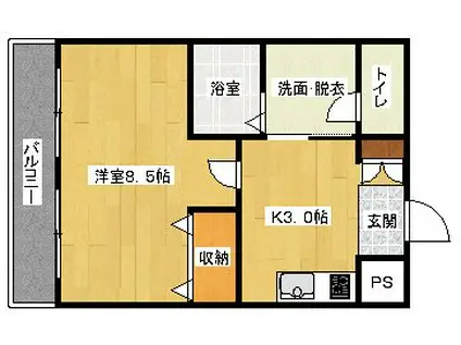 荒槙ビル(1DK/2階)の間取り写真