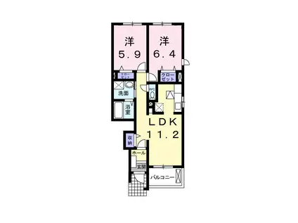 ミキハウスIIA(2LDK/1階)の間取り写真