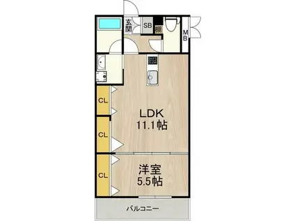 ESTAGEO北田辺(1LDK/4階)の間取り写真