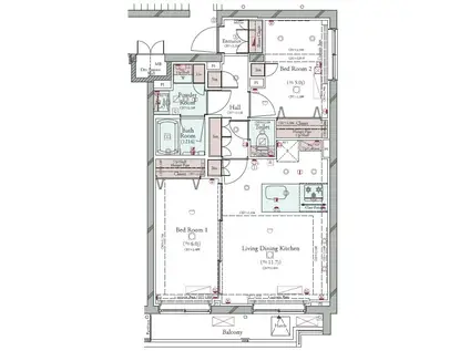コンシェリア目黒本町 THE RESIDENCE(2LDK/3階)の間取り写真