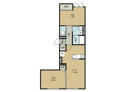 ブロン リヴィエール(2LDK/1階)の間取り写真