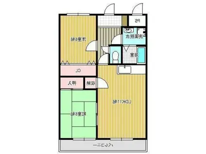 サンセール友愛(2LDK/2階)の間取り写真