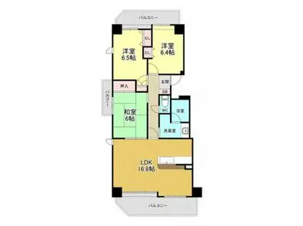 ウェルフォート幸川(3LDK/9階)の間取り写真