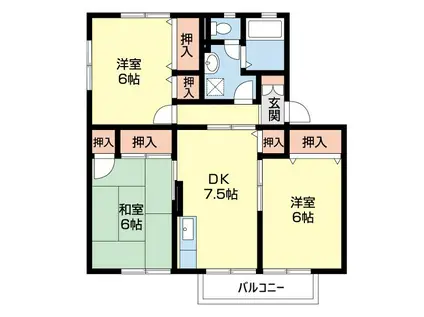 ヤマイチPLAZAセジュール2番館(3DK/2階)の間取り写真
