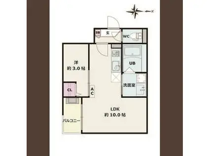 JACK ATSUTAKOSHINII(1LDK/3階)の間取り写真