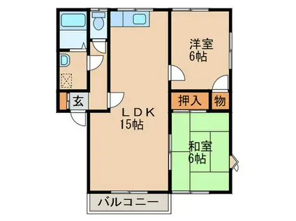 クレイドゥル乙金台(2LDK/2階)の間取り写真