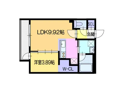 ラ・シュエット札幌駅(1LDK/2階)の間取り写真