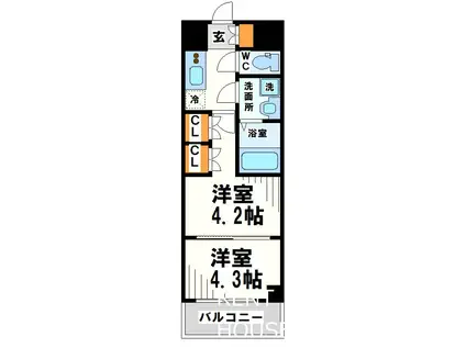 ラフィスタ調布多摩川(2K/3階)の間取り写真