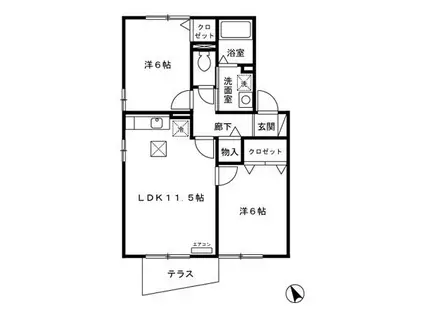 エトワールA(2LDK/1階)の間取り写真