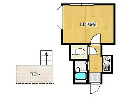 プライマリー野中町(1K/1階)の間取り写真