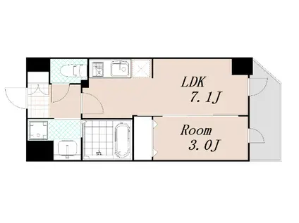 アドバンス大阪フルーヴ(1DK/14階)の間取り写真