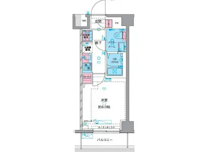 GENOVIAお花茶屋IISKYGAEDEN(1K/1階)の間取り写真