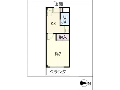 インサイドA(1K/4階)の間取り写真