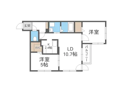 ミラネーゼ環状通東(2LDK/2階)の間取り写真