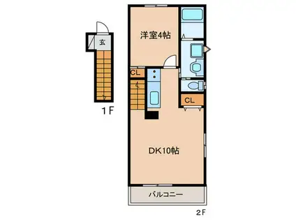 パークイーストIV(1DK/2階)の間取り写真