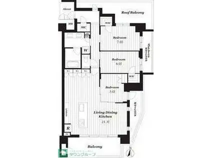 サンメゾン千種公園東(3LDK/5階)の間取り写真