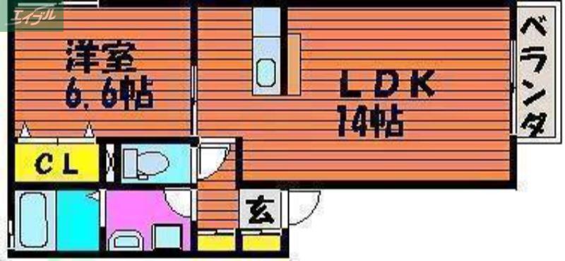 ラ・パルテール操山 弐番館(1LDK/1階)の間取り写真