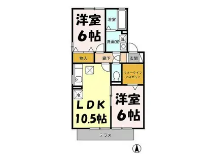 カームリーⅠ(2LDK/1階)の間取り写真