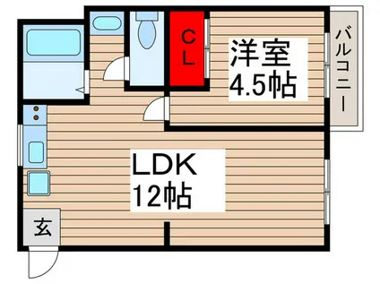 グリーンハイツ北松戸(1LDK/1階)の間取り写真