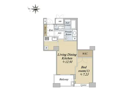 ディーグラフォート大阪N.Y.タワーHIGOBASHI(1LDK/8階)の間取り写真