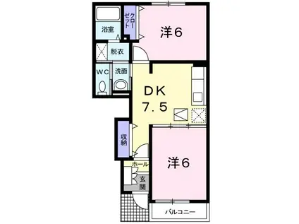 メゾンパルテール(2DK/1階)の間取り写真